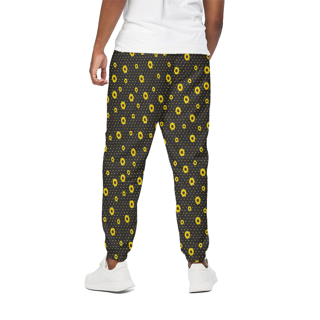 Polka Dot Sunflower Pattern Print Cotton Pants