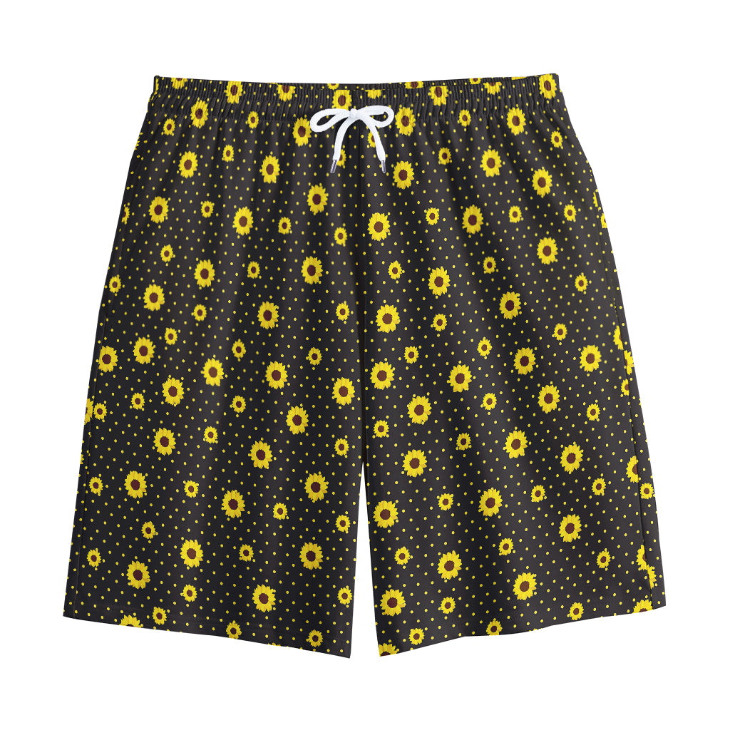 Polka Dot Sunflower Pattern Print Cotton Shorts