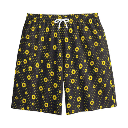 Polka Dot Sunflower Pattern Print Cotton Shorts