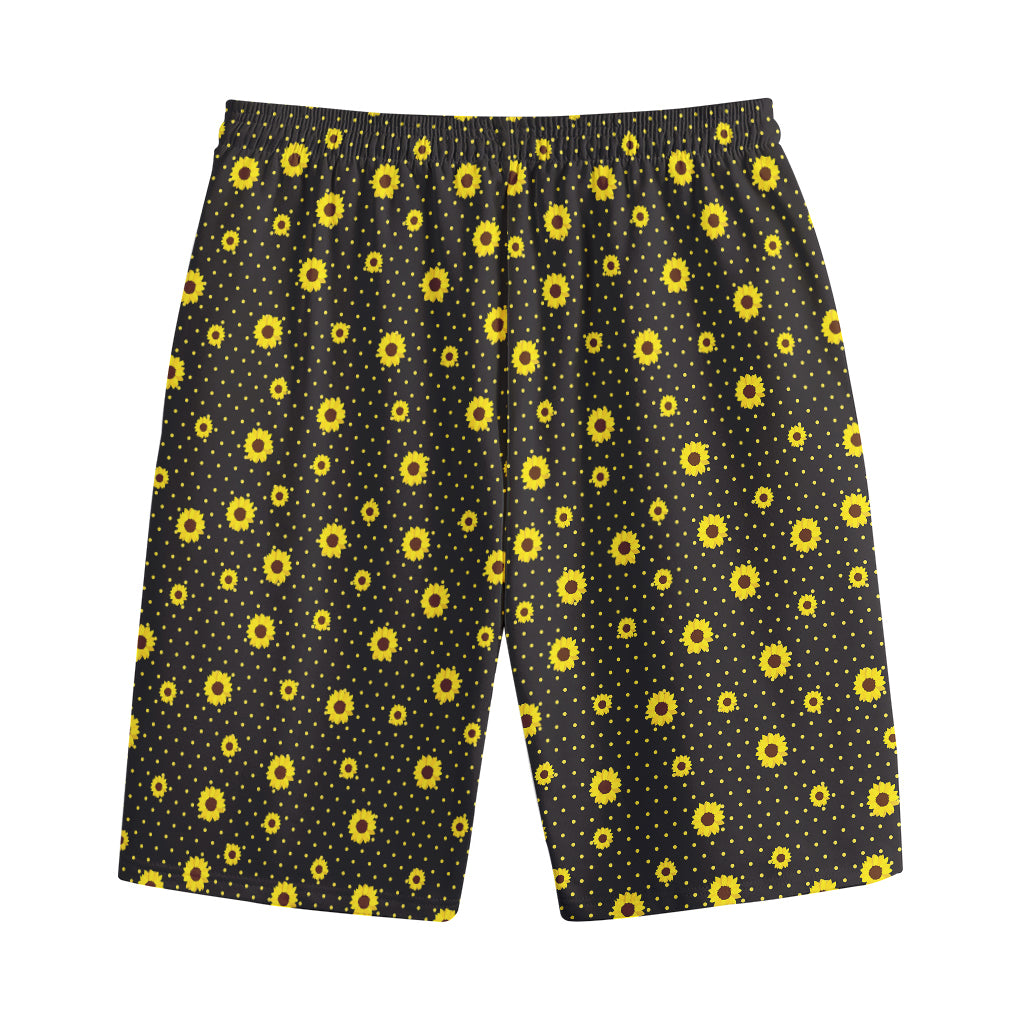 Polka Dot Sunflower Pattern Print Cotton Shorts
