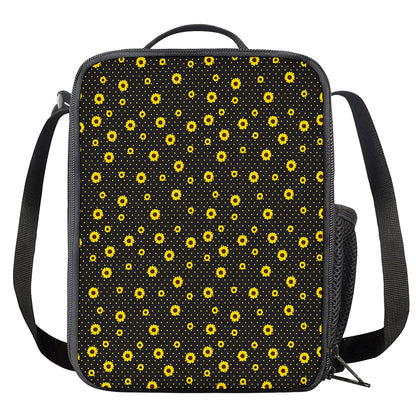 Polka Dot Sunflower Pattern Print Crossbody Lunch Bag