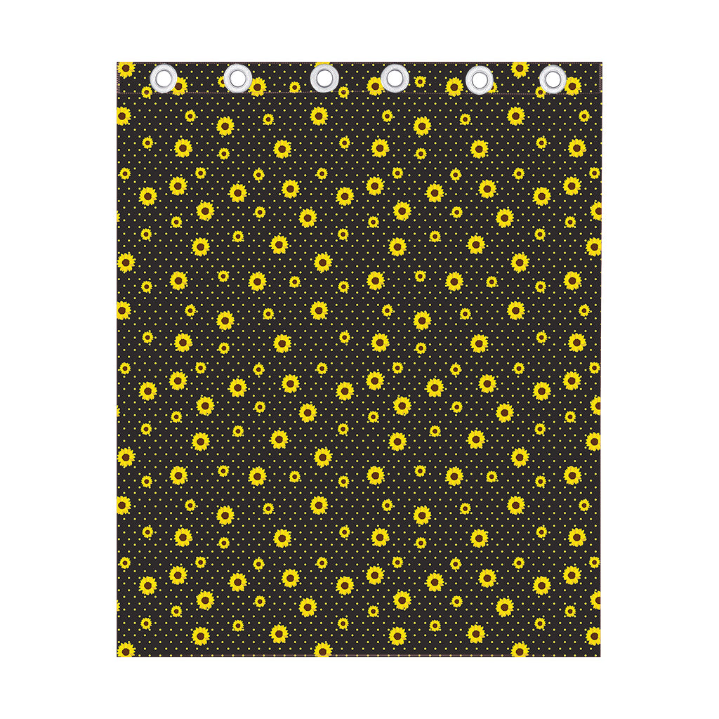 Polka Dot Sunflower Pattern Print Curtain