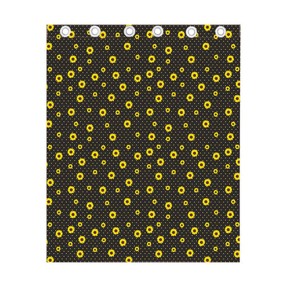 Polka Dot Sunflower Pattern Print Curtain