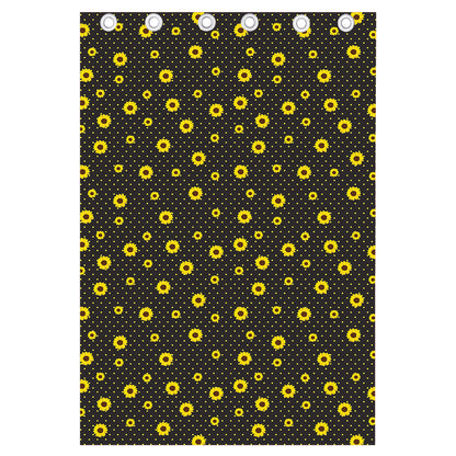 Polka Dot Sunflower Pattern Print Curtain