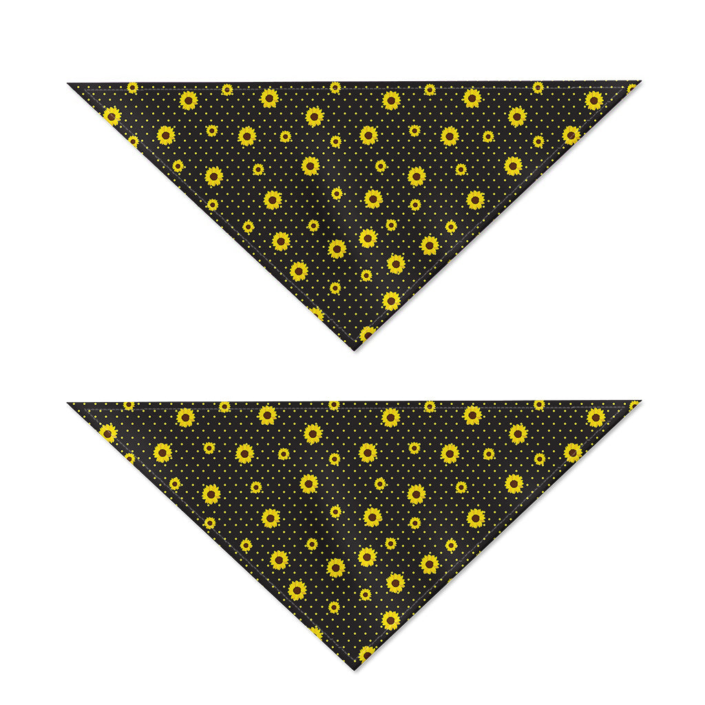 Polka Dot Sunflower Pattern Print Dog Bandana