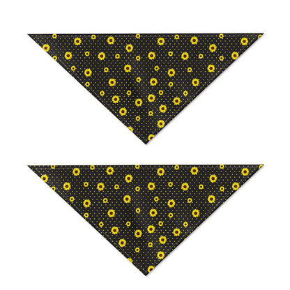 Polka Dot Sunflower Pattern Print Dog Bandana
