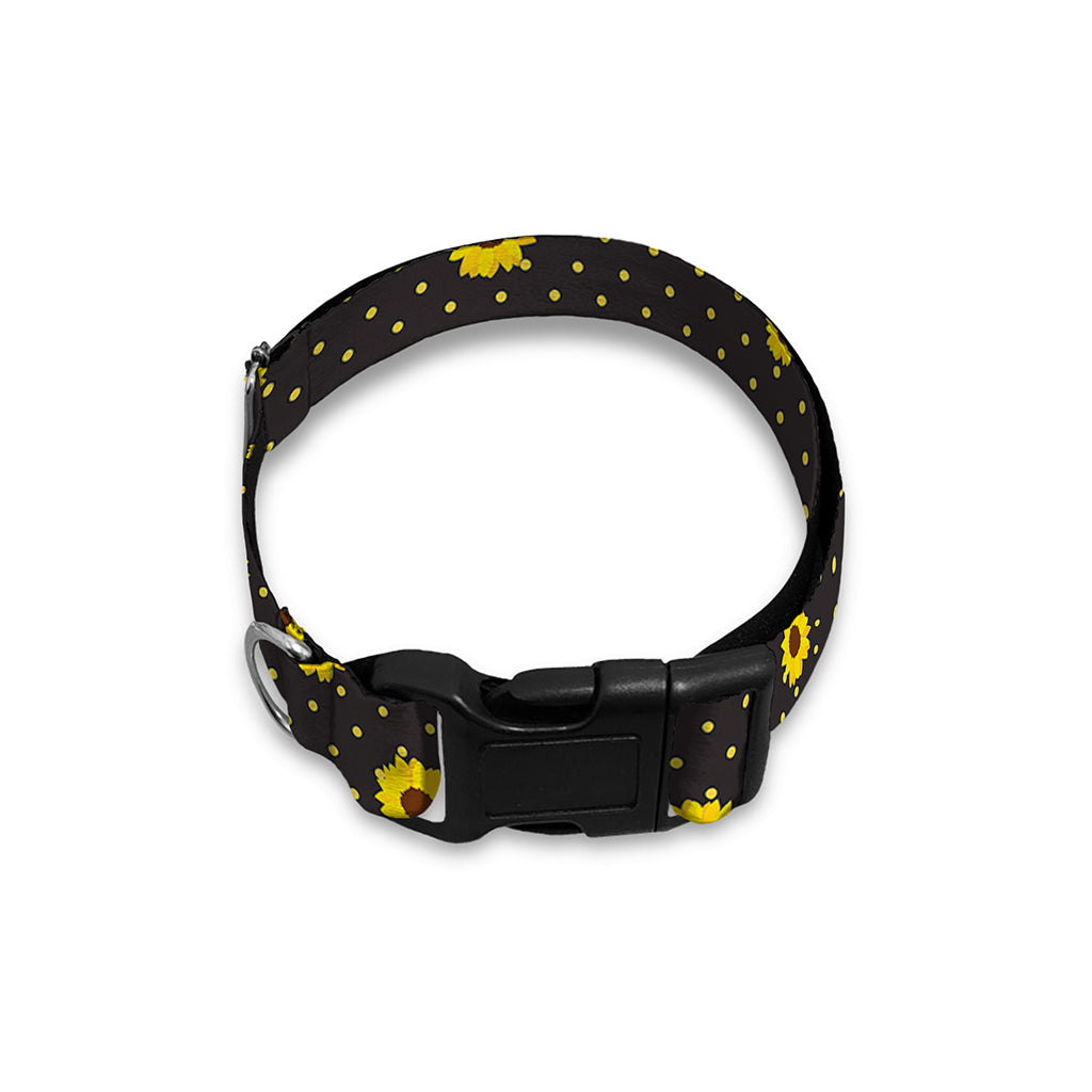 Polka Dot Sunflower Pattern Print Dog Collar