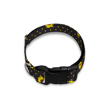 Polka Dot Sunflower Pattern Print Dog Collar