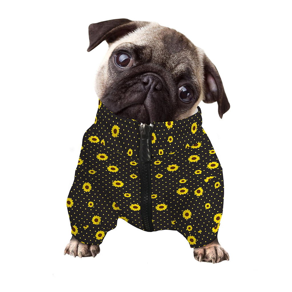 Polka Dot Sunflower Pattern Print Dog Zip Up Jacket