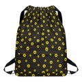 Polka Dot Sunflower Pattern Print Drawstring Backpack