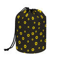 Polka Dot Sunflower Pattern Print Drawstring Makeup Bag