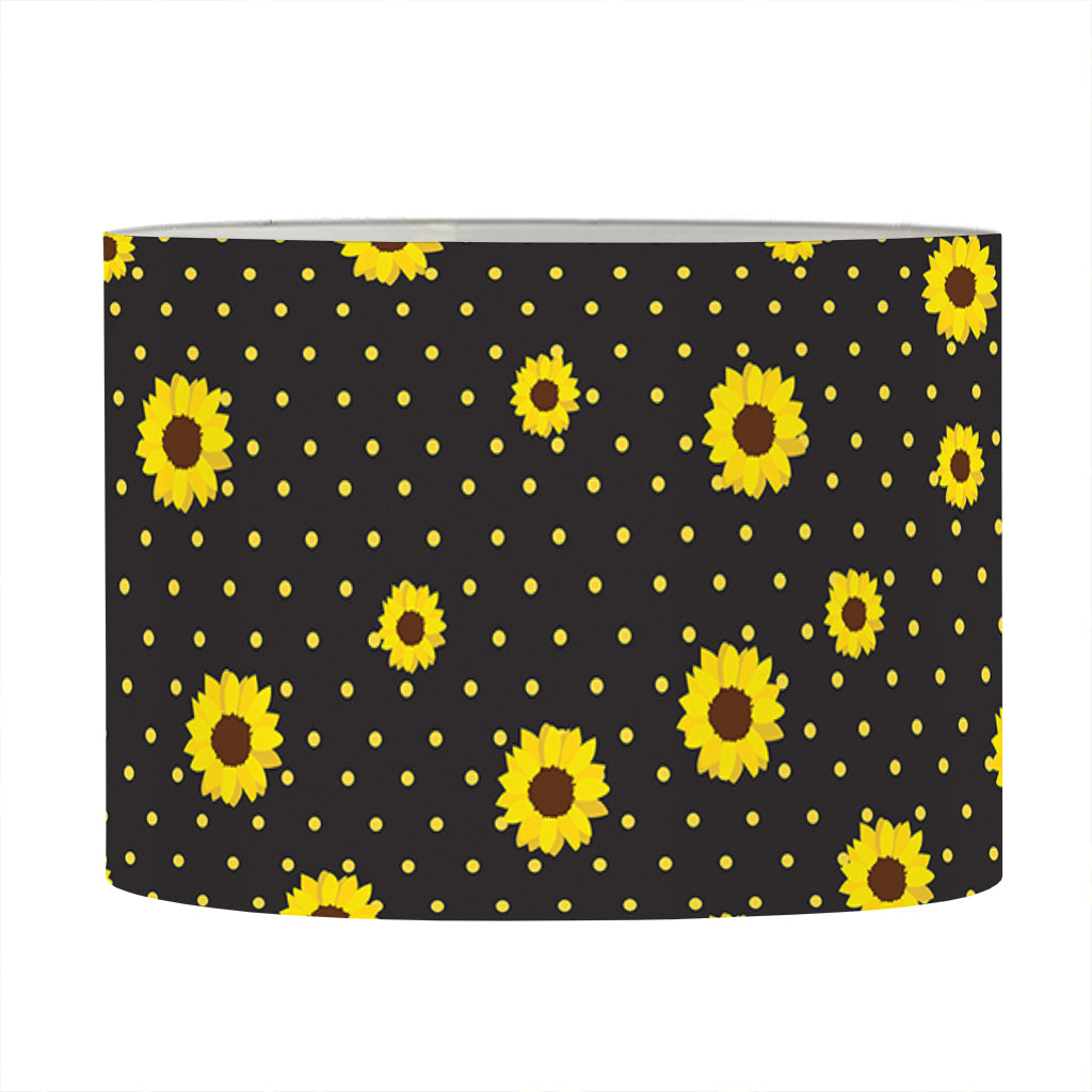 Polka Dot Sunflower Pattern Print Drum Lamp Shade