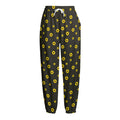Polka Dot Sunflower Pattern Print Fleece Lined Knit Pants