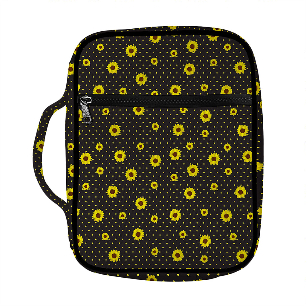 Polka Dot Sunflower Pattern Print Front Pocket Bible Bag