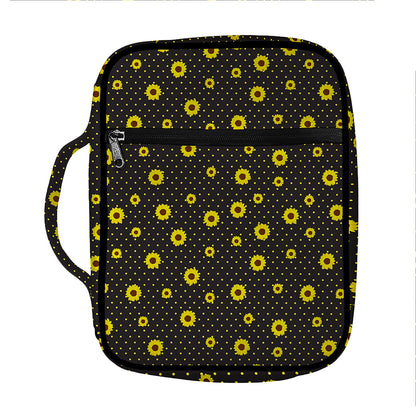 Polka Dot Sunflower Pattern Print Front Pocket Bible Bag