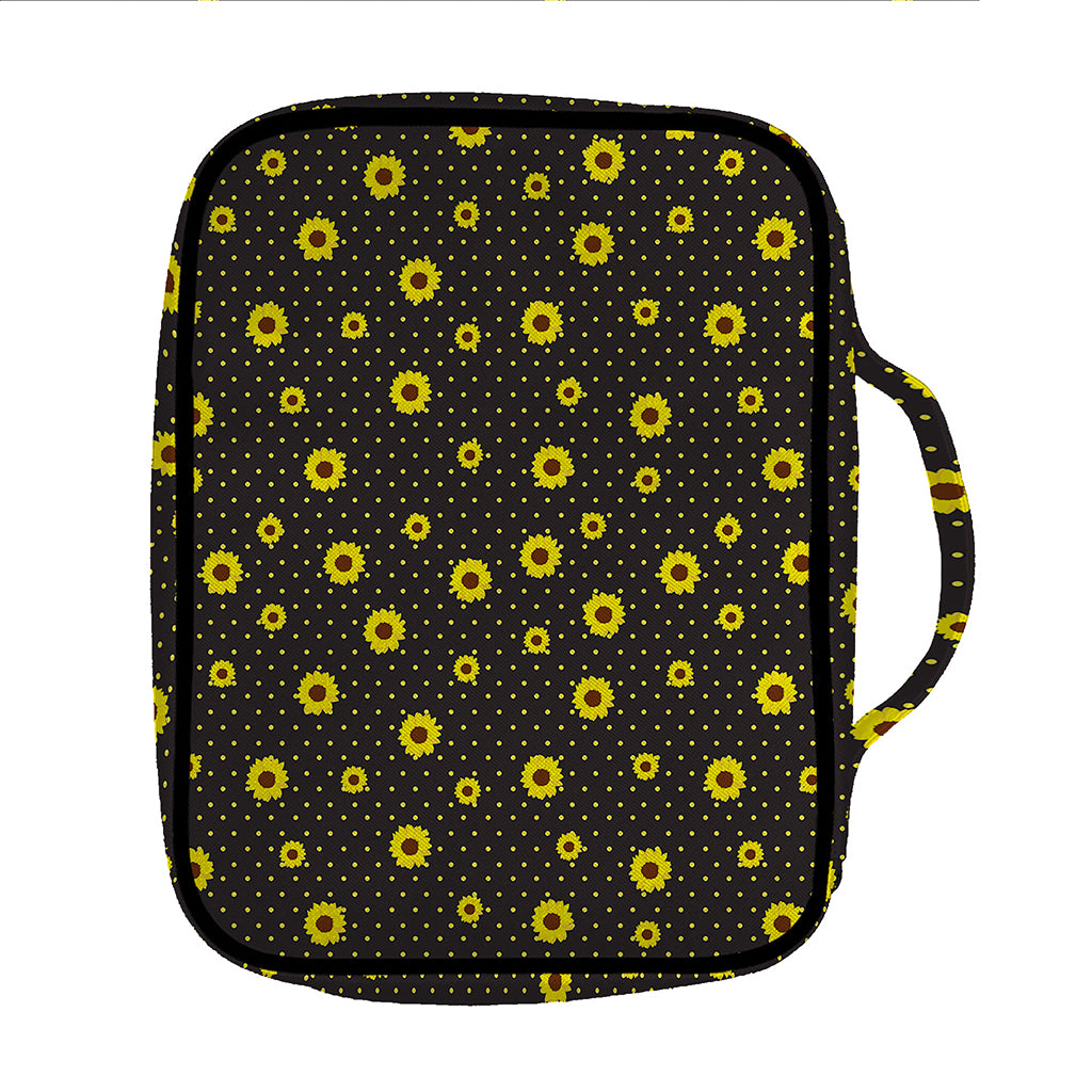 Polka Dot Sunflower Pattern Print Front Pocket Bible Bag