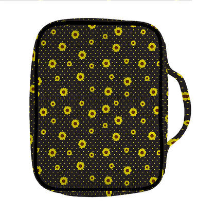 Polka Dot Sunflower Pattern Print Front Pocket Bible Bag