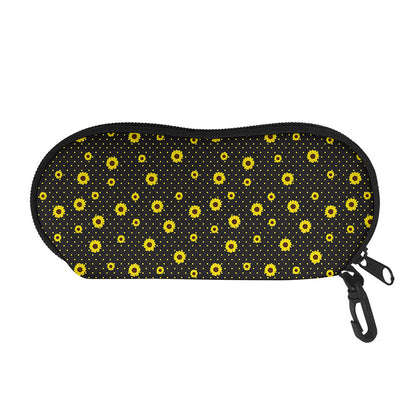 Polka Dot Sunflower Pattern Print Glasses Case