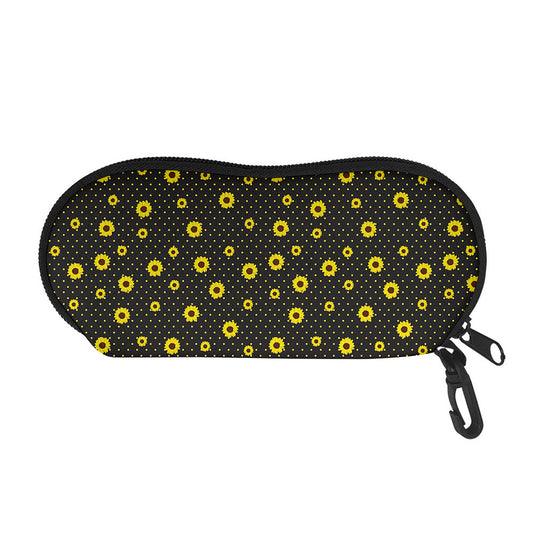 Polka Dot Sunflower Pattern Print Glasses Case