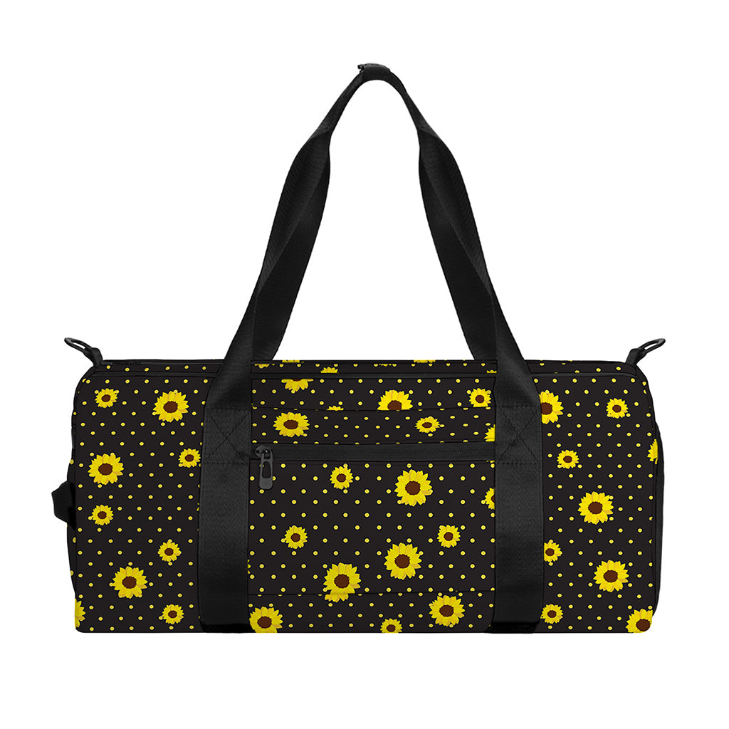 Polka Dot Sunflower Pattern Print Gym Bag