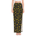Polka Dot Sunflower Pattern Print High Slit Maxi Skirt