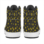Polka Dot Sunflower Pattern Print High Top Leather Sneakers