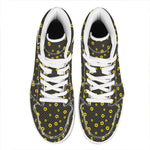 Polka Dot Sunflower Pattern Print High Top Leather Sneakers