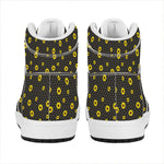 Polka Dot Sunflower Pattern Print High Top Leather Sneakers