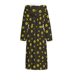 Polka Dot Sunflower Pattern Print Hooded Bathrobe
