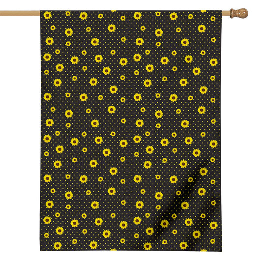 Polka Dot Sunflower Pattern Print House Flag