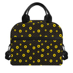 Polka Dot Sunflower Pattern Print Insulated Lunch Bag