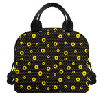 Polka Dot Sunflower Pattern Print Insulated Lunch Bag