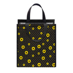 Polka Dot Sunflower Pattern Print Insulated Lunch Tote