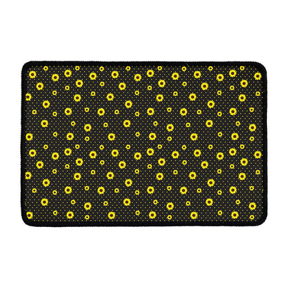 Polka Dot Sunflower Pattern Print Kitchen Mat