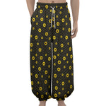 Polka Dot Sunflower Pattern Print Lantern Pants