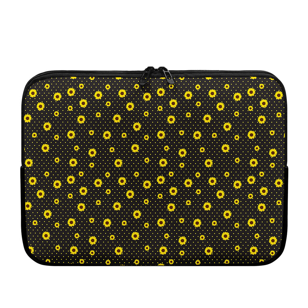 Polka Dot Sunflower Pattern Print Laptop Sleeve