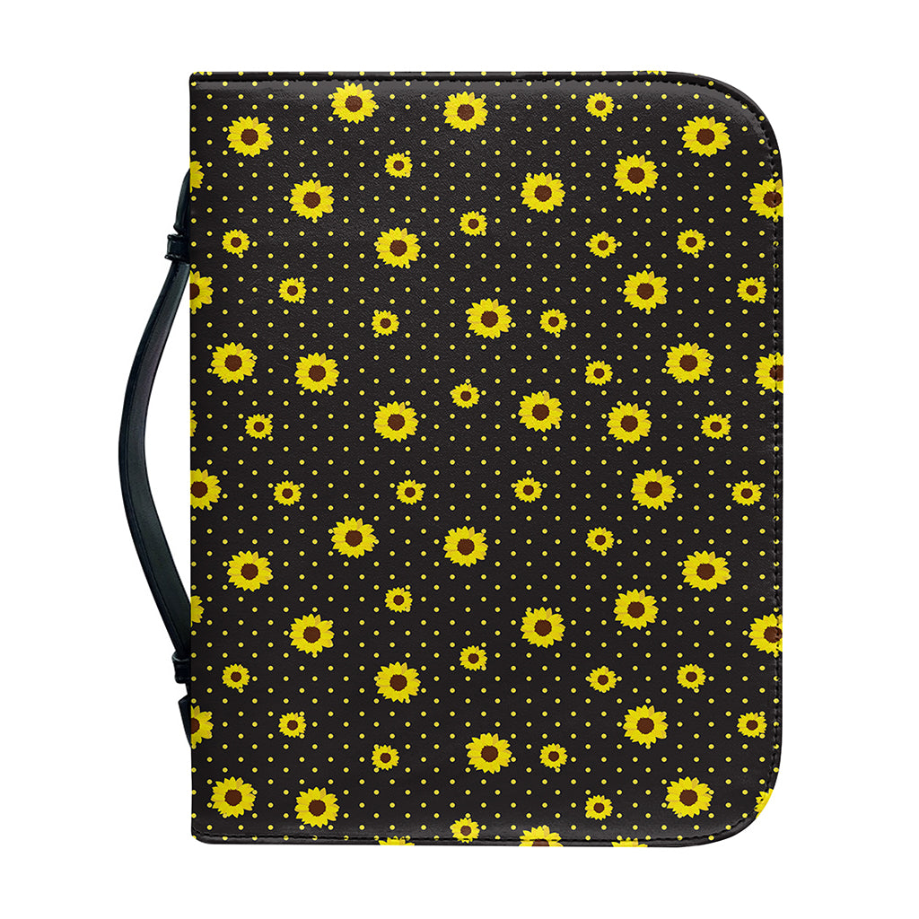 Polka Dot Sunflower Pattern Print Leather Bible Cover