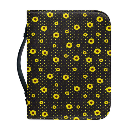 Polka Dot Sunflower Pattern Print Leather Bible Cover