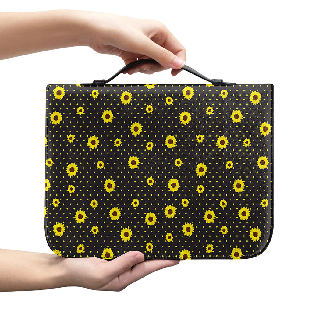 Polka Dot Sunflower Pattern Print Leather Bible Cover