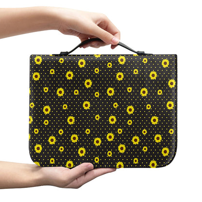 Polka Dot Sunflower Pattern Print Leather Bible Cover