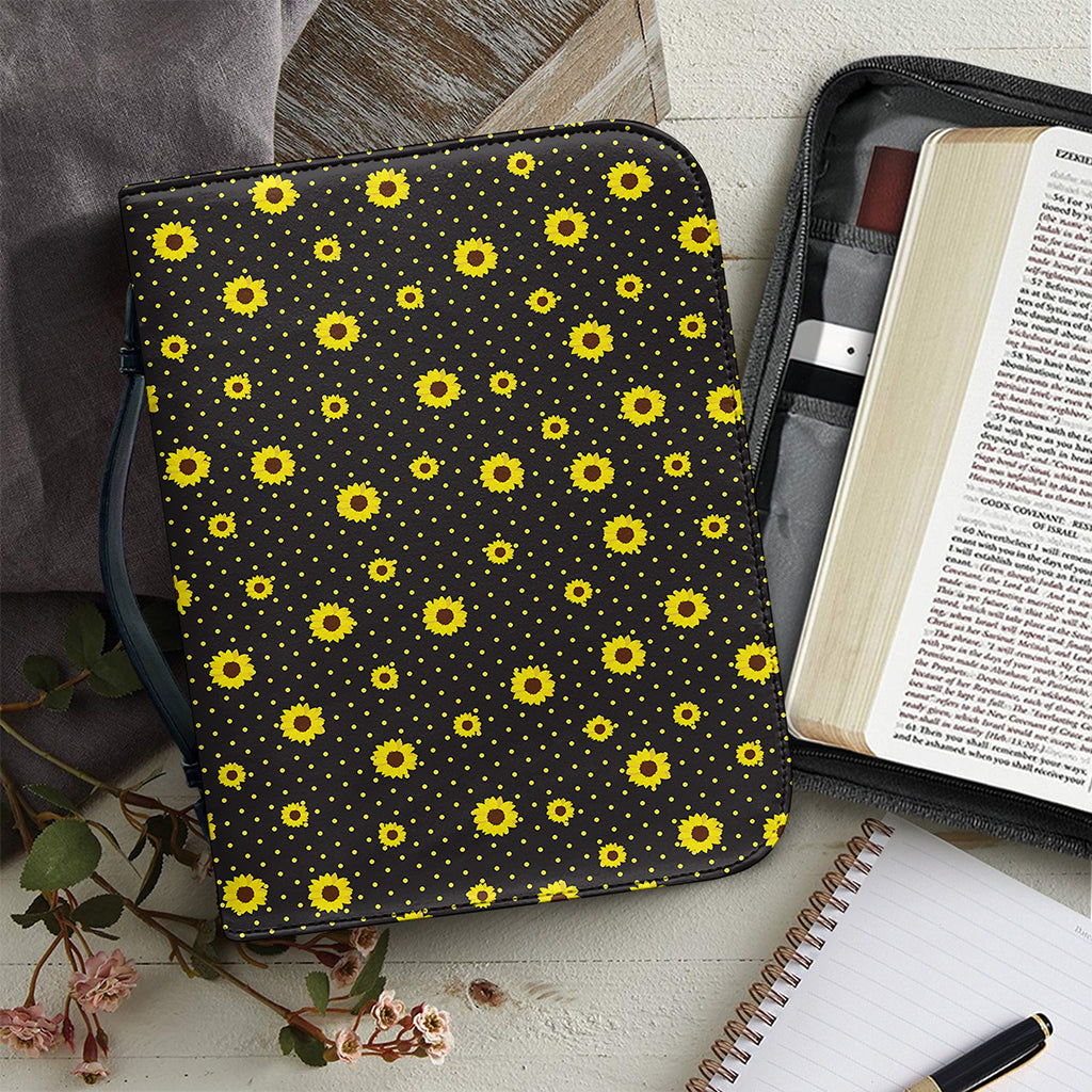 Polka Dot Sunflower Pattern Print Leather Bible Cover