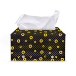 Polka Dot Sunflower Pattern Print Leather Tissue Box Cover