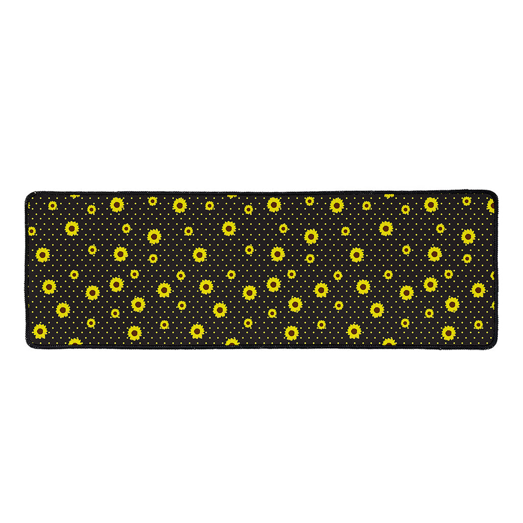 Polka Dot Sunflower Pattern Print Long Kitchen Mat