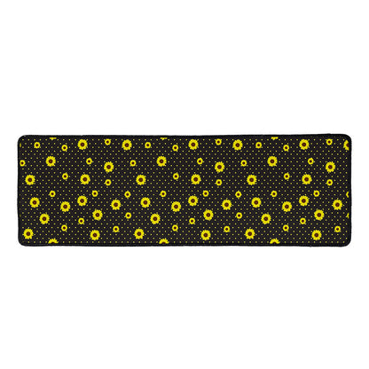Polka Dot Sunflower Pattern Print Long Kitchen Mat