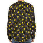Polka Dot Sunflower Pattern Print Long Sleeve Baseball Jersey