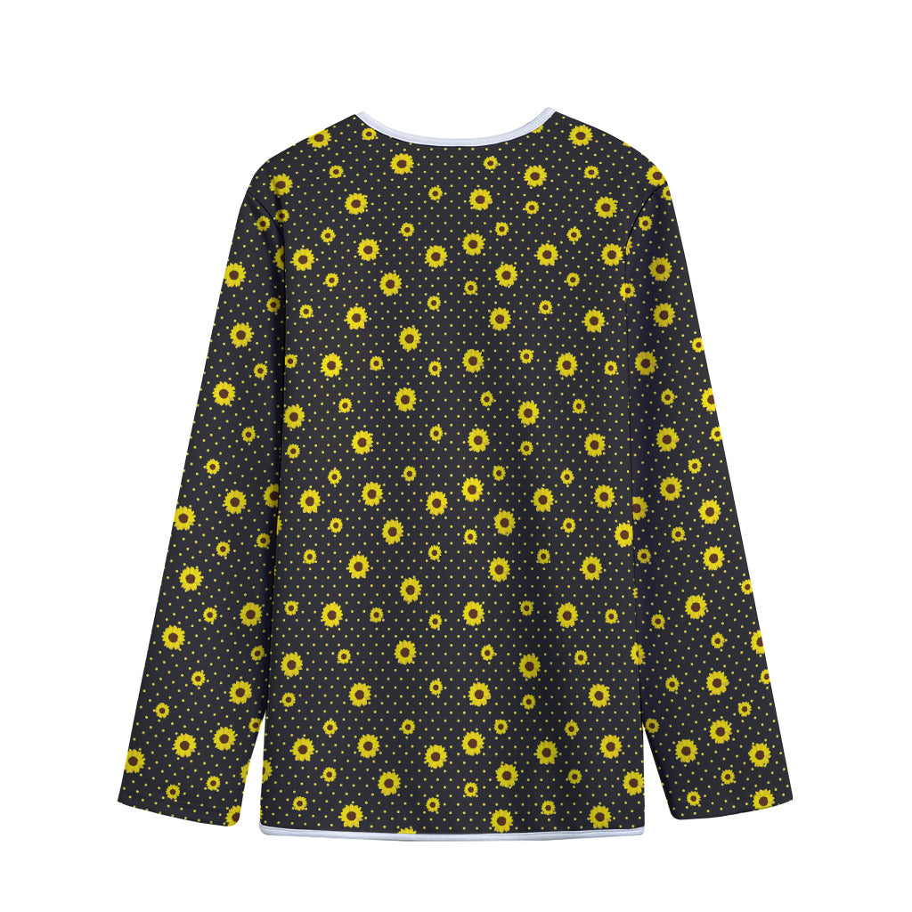 Polka Dot Sunflower Pattern Print Long Sleeve Short Coat