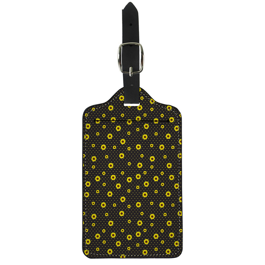Polka Dot Sunflower Pattern Print Luggage Tag
