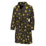 Polka Dot Sunflower Pattern Print Men's Bathrobe