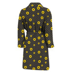 Polka Dot Sunflower Pattern Print Men's Bathrobe