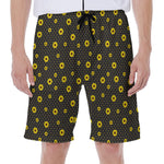 Polka Dot Sunflower Pattern Print Men's Beach Shorts